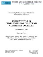 CURRENT TITLE IX CHALLENGES FOR CALIFORNIA COMMUNITY COLLEGES