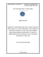 Nghiên cứu thành phần hóa học và hoạt tính gây độc tế bào của ba loài Ngoại mộc tái (Allophilus livescens Gagnep), Cày ri ta Hạ Long (Chirita halongenis Kiew  T.H.Nguyen) An điền...