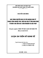 Quá trình chuyển dịch cơ cấu ngành kinh tế trong công nghiệp hóa, hiện đại hóa ở tỉnh ninh bình từ năm 1992 đến nay  kinh nghiệm và giải pháp ( Luận án tiến sĩ)