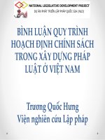 BÌNH LUẬN QUY TRÌNH HOẠCH ĐỊNH CHÍNH SÁCH TRONG XÂY DỰNG PHÁP LUẬT Ở VIỆT NAM