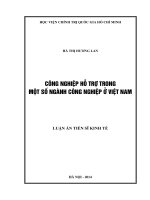 Công nghiệp hỗ trợ trong một số ngành công nghiệp ở việt nam ( Luận án tiến sĩ)