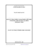 Quản lý hoạt động ngoại khóa môn học ở trường THPT huyện gia bình, tỉnh bắc ninh ( Luận án tiến sĩ)
