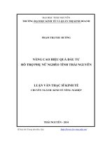 Nâng cao hiệu quả đầu tư hỗ trợ phụ nữ nghèo tỉnh thái nguyên ( Luận án tiến sĩ)