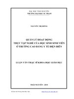 Quản lý hoạt động thực tập nghề của học sinh sinh viên ở trường cao đẳng y tế điện biên ( Luận án tiến sĩ)