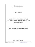 Quản lý hoạt động học tập của học viên ở trường chính trị tỉnh điện biên ( Luận án tiến sĩ)