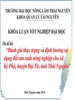 Đánh giá thực trạng và định hướng sử dụng đất sản xuất nông nghiệp cho xã        ký phú, huyện đại từ, tỉnh thái nguyên 