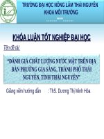 ĐÁNH GIÁ CHẤT LƯỢNG nước mặt TRÊN địa bàn PHƯỜNG GIA SÀNG, THÀNH PHỐ THÁI NGUYÊN, TỈNH THÁI NGUYÊN 