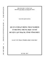 Quản lí hoạt động trải nghiệm sáng tạo ở trường trung học cơ sở huyện lập thạch, tỉnh vĩnh phúc (LV02448) 