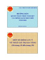 Hướng dẫn quyết toán thuế năm 2017