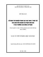 Sử dụng thí nghiệm trong dạy học Sinh lí thực vật cho sinh viên ngành Sư phạm Sinh học ở các trường Cao đẳng Sư phạm