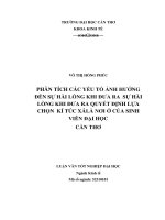 phân tích các yếu tố ảnh hưởng đến quyết định lựa chọn kí túc xá là nơi ở của sinh viên cần thơ
