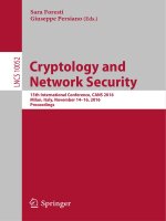 Cryptology and network security   15th international conference, CANS 2016 