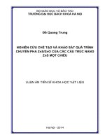 Nghiên cứu chế tạo và khảo sát quá trình chuyển pha zns zno của các cấu trúc nano zns một chiều ( Luận án tiến sĩ)