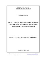 Quản lý hoạt động giáo dục đạo đức cho học sinh nữ trường trung học phổ thông chuyên thái bình ( Luận văn thạc sĩ)
