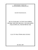 Quản lý giáo dục an toàn giao thông cho học sinh tiểu học dựa vào cộng đồng ở quận đống đa, thành phố hà nội (LV02626) 