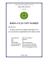 Sử Dụng Sơn Titan Dioxit Thế Hệ I Xử Lí Các Chất Hữu Cơ Khó Phân Hủy Trong Nước