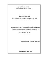 Hình thành, phát triển ngôn ngữ toán học trong dạy học môn toán lớp 1 và lớp 2 