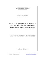 Quản lý hoạt động tự nghiên cứu của học viên trường chính trị hoàng đình giong, tỉnh cao bằn ( Luận văn thạc sĩ)