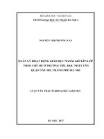 Quản lý hoạt động giáo dục ngoài giờ lên lớp theo chủ đề ở trường tiểu học nhật tân, quận tây hồ, thành phố hà nội