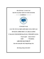 Các yếu tố tác động đến khả năng tiếp cận tín dụng chính thức của hộ gia đình ở địa bàn thành phố rạch giá, tỉnh kiên giang 