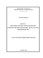 Quản lý hoạt động giáo dục ngoài giờ lên lớp ở trường tiểu học nguyễn siêu   quận cầu giấy thành phố hà nội (LV02557) 