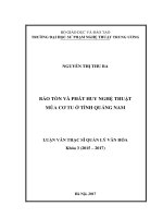 Bảo tồn và phát huy nghệ thuật múa Cơ Tu ở tỉnh Quảng Nam (Luận văn thạc sĩ)