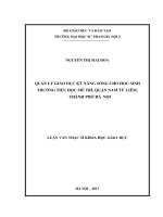 Quản lý giáo dục kỹ năng sống cho học sinh trường tiểu học mễ trì, quận nam từ liêm, thành phố hà nội