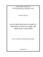 Quản lí hoạt động đào tạo hợp tác theo tiếp cận năng lực ở học viên chính sách và phát triển