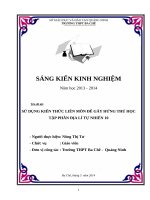 Sử Dụng Kiến Thức Liên Môn Để Gây Hứng Thú Học Tập Phần Địa Lí Tự Nhiên 10