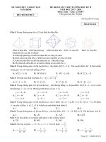 50 câu trắc nghiệm Đề thi môn Toán cuối học kì 2 lớp 12 năm 2017 2018 Nam Định