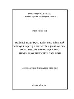 Quản lý hoạt động kiểm tra, đánh giá kết quả học tập theo tiếp cận năng lực ở các trường trung học cơ sở huyện giao thủy   tỉnh nam định