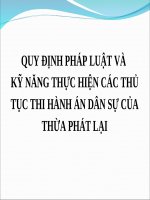 QUY ĐỊNH PHÁP LUẬT VÀ KỸ NĂNG THỰC HIỆN CÁC THỦ TỤC THI HÀNH ÁN DÂN SỰ CỦA THỪA PHÁT LẠI