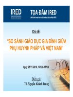 Chủ đề SO SÁNH GIÁO DỤC GIA ĐÌNH GIỮA PHỤ HUYNH PHÁP VÀ VIỆT NAM