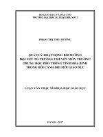 Quản lý hoạt động bồi dưỡng đội ngũ tổ trưởng chuyên môn trường trung học phổ thông tỉnh hòa bình trong bối cảnh đổi mới giáo dục