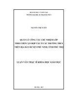 Quản lý công tác chủ nhiệm lớp theo tiếp cận hợp tác ở các trường THCS trên địa bàn huyện phù ninh, tỉnh phú thọ