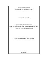Quản lý hoạt động dạy học ở các trường THCS huyện lập thạch, tỉnh vĩnh phúc trong bối cảnh đổi mới giáo dục
