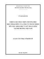 CHIẾN LƯỢC PHÁT TRIỂN THƯƠNG HIỆU ĐIỆN THOẠI OPPO CỦA CÔNG TY TRÁCH NHIỆM HỮU HẠN KHOA HỌC VÀ KỸ THUẬT OPPO TẠI THỊ TRƢỜNG VIỆT NAM