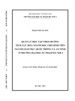 Quản lý học tập theo hướng tích cực hóa người học cho sinh viên ngành giáo dục quốc phòng và an ninh ở trường đại học sư phạm hà nội 2
