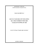 Quản lý giáo dục kỹ năng sống qua trải nghiệm ở tiểu học tại quận ba đình, hà nội