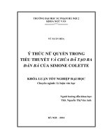 Ý thức nữ quyền trong tiểu thuyết và chúa đã tạo ra đàn bà của simone colette