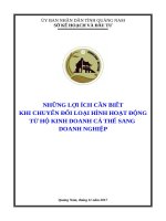 NHỮNG LỢI ÍCH CẦN BIẾT KHI CHUYỂN ĐỔI LOẠI HÌNH HOẠT ĐỘNG TỪ HỘ KINH DOANH CÁ THỂ SANG DOANH NGHIỆP