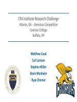 CFA Institute Research Challenge Atlanta, GA - Americas Competition Canisius College Buffalo, NY