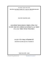 Giải pháp nhằm hoàn thiện công tác tuyên truyền chính sách pháp luật thuế của cục thuế tỉnh vĩnh phúc ( Luận văn thạc sĩ)