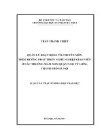 Quản lý hoạt động tổ chuyên môn theo hướng phát triển nghề nghiệp giáo viên ở các trường mầm non quận nam từ liêm, thành phố hà nội