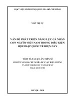 VẤN đề PHÁT TRIỂN NĂNG lực cá NHÂN CON NGƯỜI VIỆT NAM TRONG điều KIỆN hội NHẬP QUỐC tế HIỆN NAY (TT) 