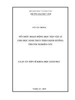 Tổ chức hoạt động học tập vật lí cho học sinh THCS theo định hướng tìm tòi nghiên cứu (Luận án tiến sĩ)