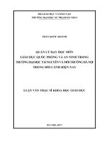 Quản lý dạy học môn giáo dục quốc phòng và an ninh trong trường đại học tài nguyên và môi trường hà nội trong bối cảnh hiện nay