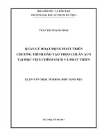 Quản lý hoạt động phát triển chương trình đào tạo theo chuẩn AUN tại học viện chính sách và phát triển