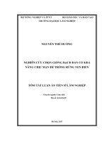 Nghiên cứu chọn giống bạch đàn có khả năng chịu mặn để trồng rừng ven biển  tt 