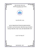 Quản trị rủi ro tín dụng khách hàng cá nhân tại Ngân hàng Thương mại cổ phần Ngoại thương Việt Nam, chi nhánh Phú Yên